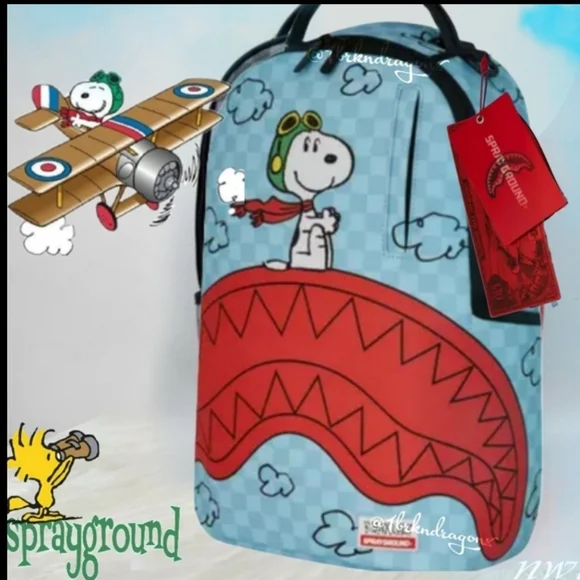 NWT Sprayground Red White Blue Snoopy Backpack Dead Stock Rare Last 1 PRISTINE - Picture 7 of 12